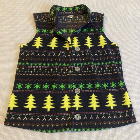 Christopher Banks Button Down Fleece Vest Small - Winter, Christmas, pine trees - Picture 1 of 4
